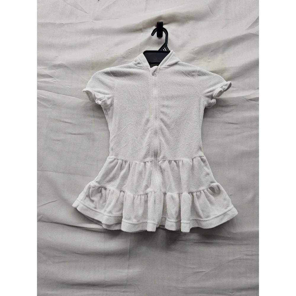 Cat & Jack Girls Hooded Zip Swim Cover Up White Cotton Blend Terry Size XS